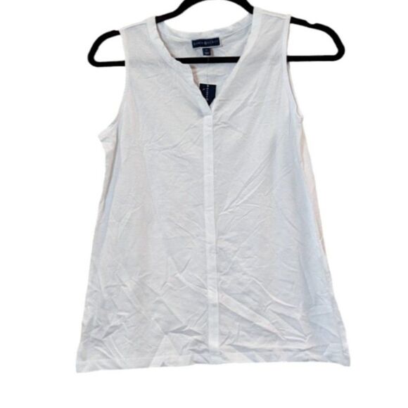 Karen Scott 100123380MS Womens Size M Bright White Sleeveless Tunic Tank Top - Picture 1 of 8